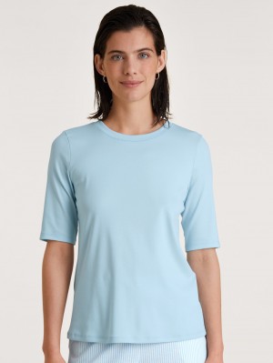 Summer Oufits Calida Amalfi Journey Shirt Short Sleeve Mujer Azules | 3018KAOYM