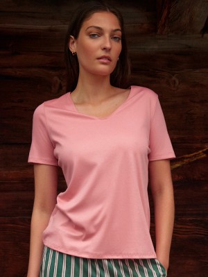 Summer Oufits Calida Favourites Ground V-shirt Mujer Flores | 5382KQABL