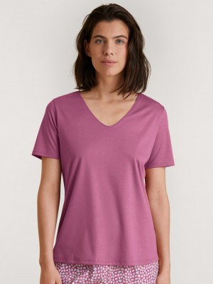 Summer Oufits Calida Favourites Harmony V-shirt Mujer Rojos | 9015SOUTJ