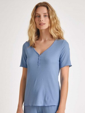 Summer Oufits Calida Favourites Harmony Shirt Short Sleeve Mujer Azules | 2153LWDAC