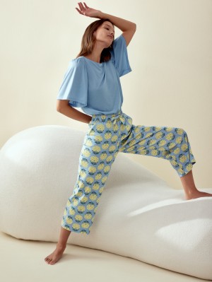 Summer Oufits Calida Favourites Paisley 7/8 Pants Mujer Azules | 9581FVPIA