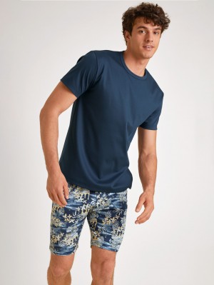 Summer Outfits Calida Amalfi Journey Short Pyjama Hombre Azules | 0168WLFNQ