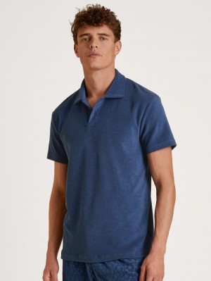 Summer Outfits Calida Rmx Lounge Holiday Poloshirt Hombre Azules | 7120WTCXS