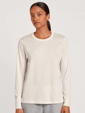 Yoga Calida Circular Lounge Long-sleeved Shirt, Cradle To Cradle Certified® Mujer Blancos | 0513JYCZW