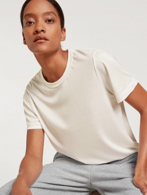 Yoga Calida Circular Lounge Shirt Short Sleeve, Cradle To Cradle Certified® Mujer Blancos | 4160OAWZS