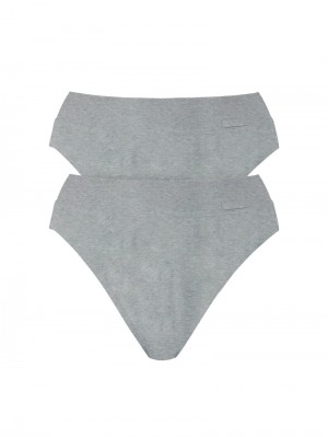 Yoga Calida Elastic Brief With Soft Waistband In Double Pack, High Waist Mujer Stone Melange | 8761STXYI