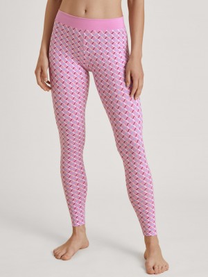 Yoga Calida Elastic Trend Leggings Mujer Rosas | 7120SFNTI