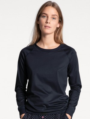 Yoga Calida Favourites Dreams Shirt Long Sleeve Mujer Azules Azules | 6293VEAKX