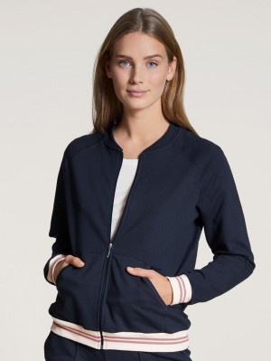 Yoga Calida Favourites Lounge Jacket Mujer Azules Azules | 8615QBUWC